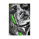 Abstract Face Art Print Neon Green - Stretched Canvas - Abstract Portrait Print - Abstract Face Wall Art - Sketch Art Print