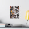 Abstract Face Art Print Neon Orange  - Stretched Canvas - Abstract Portrait Print - Abstract Face Wall Art - Sketch Art Print