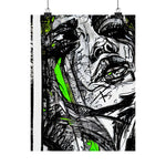 Neon Green Abstract Face Art Print - Abstract Portrait Print - Abstract Face Wall Art - Sketch Art Print - Matte Vertical Posters