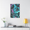 Abstract Face Art Print Neon Blue - Stretched Canvas - Abstract Portrait Print - Abstract Face Wall Art - Sketch Art Print