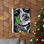 Neon Green Abstract Face Art Print - Abstract Portrait Print - Abstract Face Wall Art - Sketch Art Print - Matte Vertical Posters