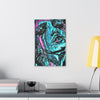 Abstract Face Art Print Neon Blue - Stretched Canvas - Abstract Portrait Print - Abstract Face Wall Art - Sketch Art Print