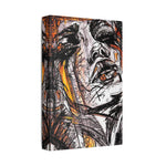 Abstract Face Art Print Neon Orange  - Stretched Canvas - Abstract Portrait Print - Abstract Face Wall Art - Sketch Art Print