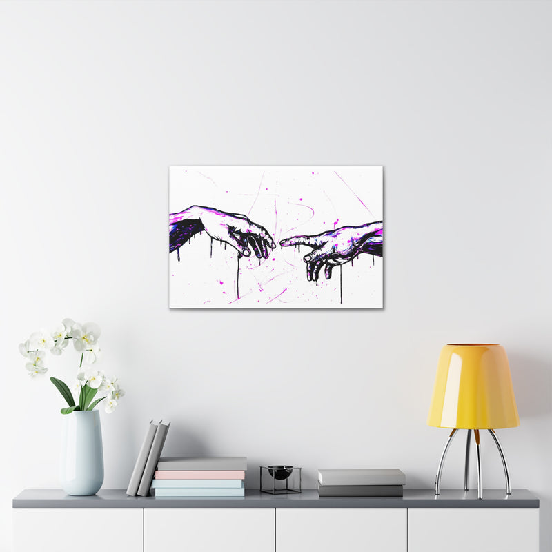 Hands of God, Abstract Art, Hot pink Hands Print on Canvas Gallery Wraps, God Painting, Modern Painting.