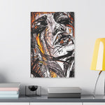 Abstract Face Art Print Neon Orange  - Stretched Canvas - Abstract Portrait Print - Abstract Face Wall Art - Sketch Art Print