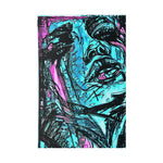 Abstract Face Art Print Neon Blue - Stretched Canvas - Abstract Portrait Print - Abstract Face Wall Art - Sketch Art Print