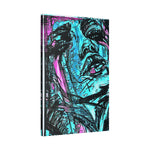 Abstract Face Art Print Neon Blue - Stretched Canvas - Abstract Portrait Print - Abstract Face Wall Art - Sketch Art Print