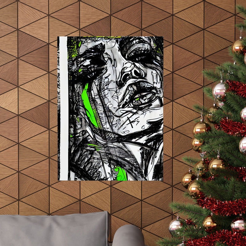 Neon Green Abstract Face Art Print - Abstract Portrait Print - Abstract Face Wall Art - Sketch Art Print - Matte Vertical Posters