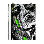 Neon Green Abstract Face Art Print - Abstract Portrait Print - Abstract Face Wall Art - Sketch Art Print - Matte Vertical Posters