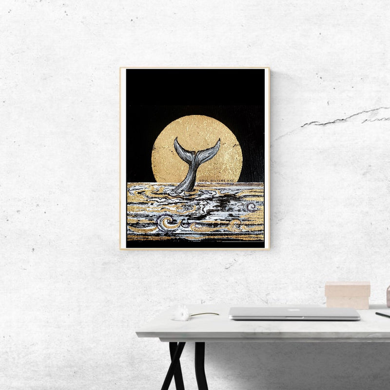 Original Whale Tail Painting, 12x12"
