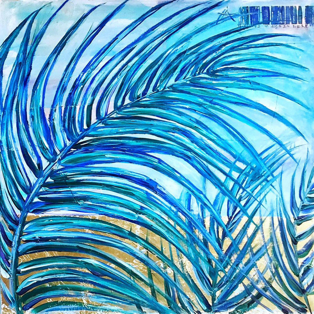Original Palm leaves, Oil Painting 36x36"